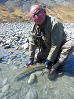 Fly fishing trout in beautiful New Zealand