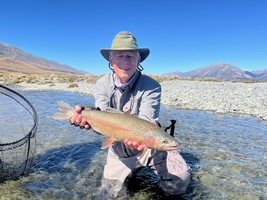 Fly fishing trout in beautiful New Zealand