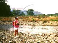 Alan's wife Marie shows her flyfishing skills too.