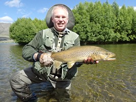 Fly fishing trout in beautiful New Zealand